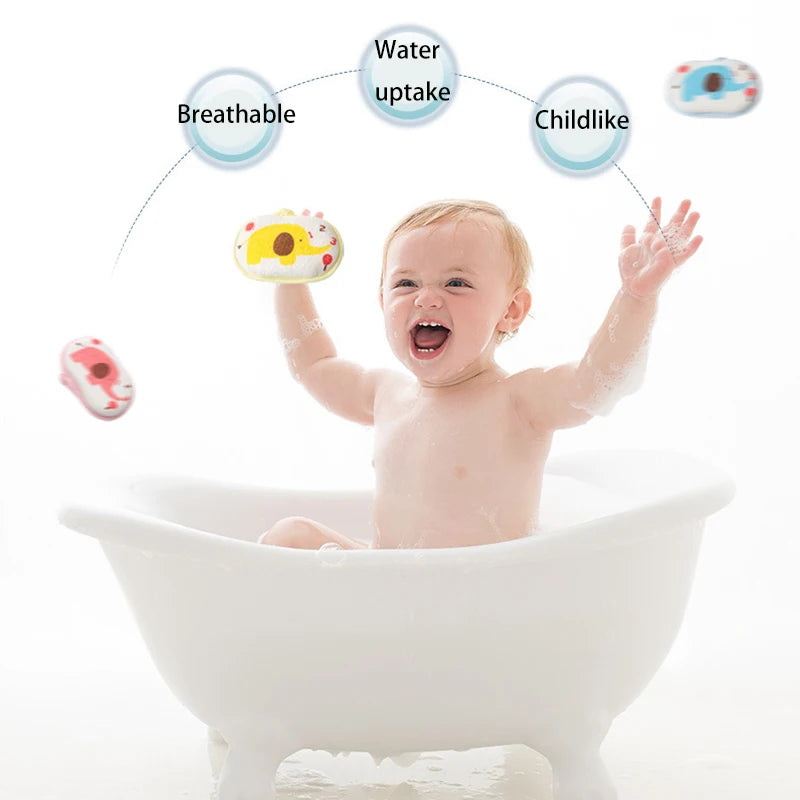 Cute Kids Baby Cotton Shower Bath Sponge Rub