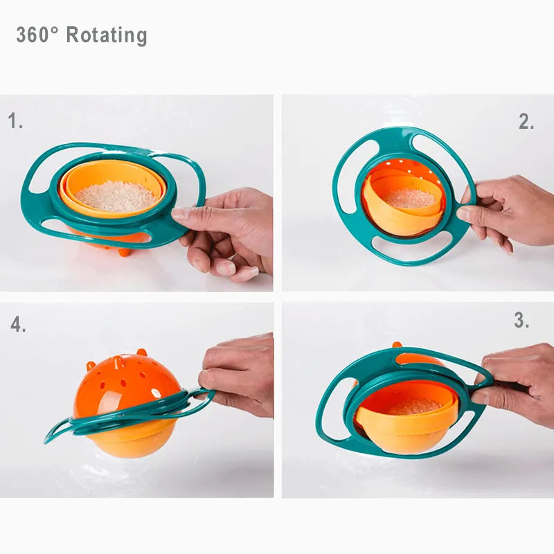 360 Rotate Spill Proof Feeding Dishes